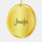 Aangepaste Script Sjabloon Faux Gold Metallic look Keramisch Ornament (Links)