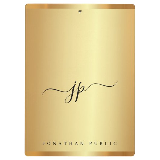 Aangepaste script tekst monogram luxe goud glamour klembord (Achterkant)