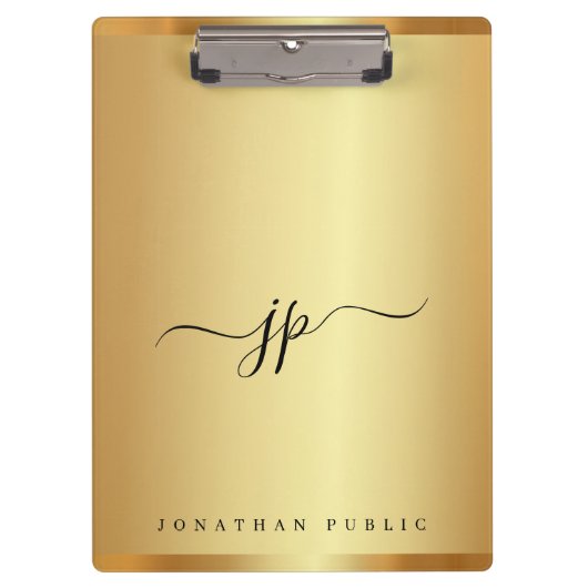 Aangepaste script tekst monogram luxe goud glamour klembord (Voorkant)