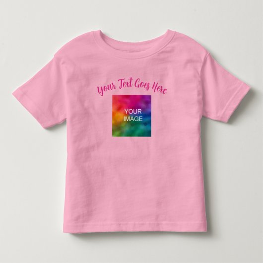 Aangepaste script tekst naam roze upload je eigen kinder shirts (Voorkant)