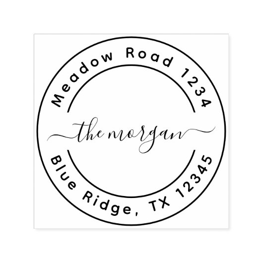 Aangepaste scriptfamilienaam Retouradres Rond Zelfinktende Stempel (Design)