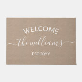 Aangepaste scriptfamilienaam Welkom Gepersonalisee Deurmat (Voorkant)
