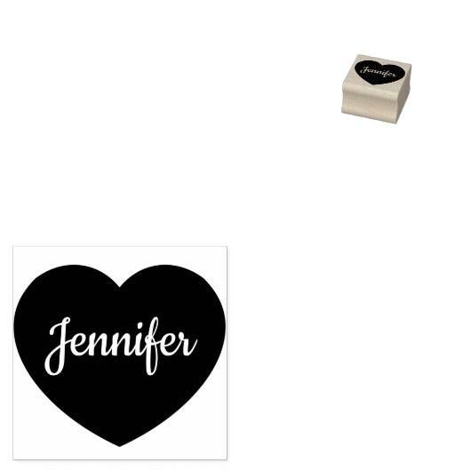 Aangepaste scriptnaam Aangepast hart Rubberstempel (Gestempeld)