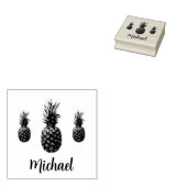 Aangepaste scriptnaam Gepersonaliseerde Pineapple Rubberstempel (Gestempeld)