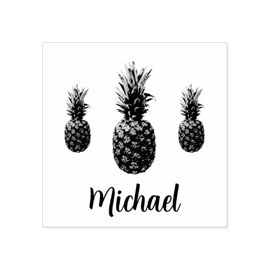 Aangepaste scriptnaam Gepersonaliseerde Pineapple Rubberstempel (Afrduk)