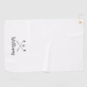 Aangepaste scriptnaam Golf Clubs zwart-wit Golfhanddoek (Horizontaal)
