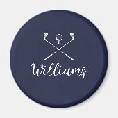 Aangepaste scriptnaam Golfclubs Navy Blue Magneet (Voorkant)