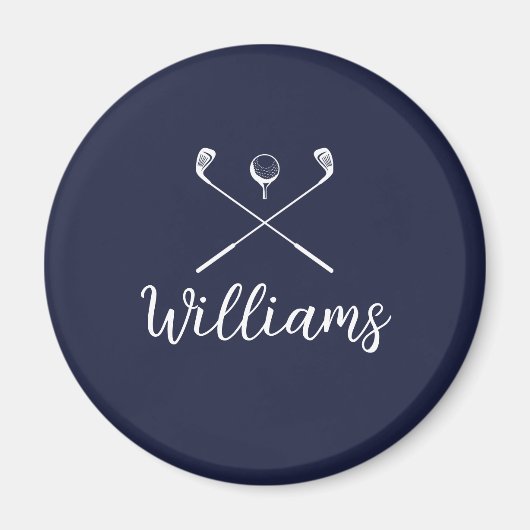 Aangepaste scriptnaam Golfclubs Navy Blue Magneet (Voorkant)