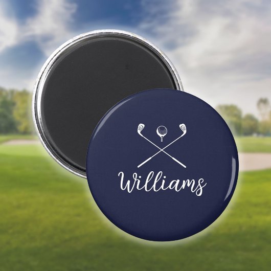 Aangepaste scriptnaam golfclubs navyblauw magneet