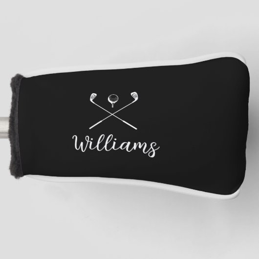 Aangepaste scriptnaam golfclubs zwart en wit golfheadcover (Voorkant)