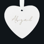 Aangepaste scriptnaam Hart Acryl Ornament<br><div class="desc">Script naam Simple Heart Ornament. Jaar op de rug. Plexiglas.</div>