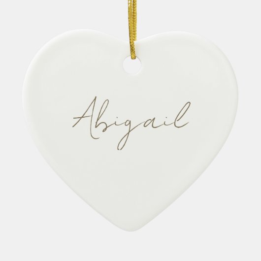 Aangepaste scriptnaam Heart Keramisch Ornament (Voorkant)