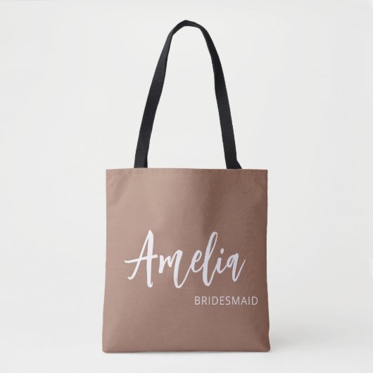 Aangepaste scriptnaam Mocha vrijgezellenfeest Tote Bag (Voorkant)