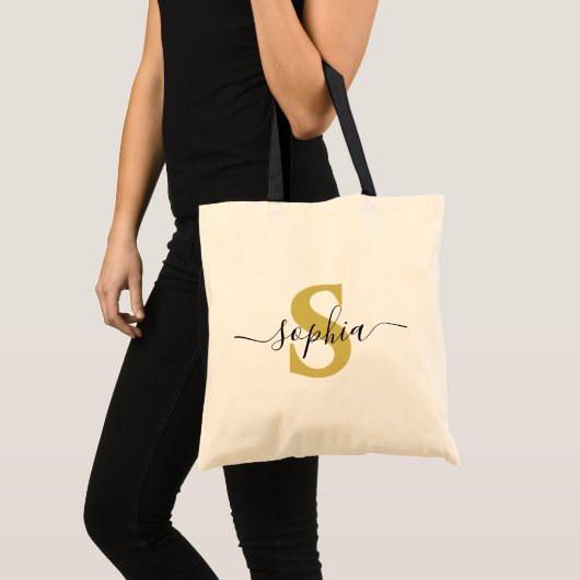Aangepaste scriptnaam monogram Aangepaste naam Tote Bag (Voorkant (product))