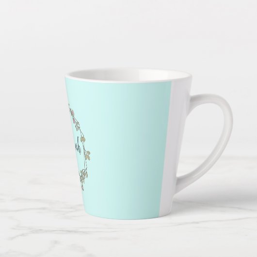 Aangepaste scriptnaam Monogram in Wildflower Wreat Latte Mok (Rechts)