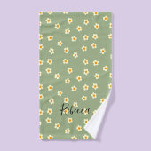Aangepaste scriptnaam Mooie madeliefjespatroon Gro Bad Handdoek (Handdoek)