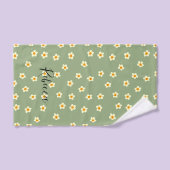 Aangepaste scriptnaam Mooie madeliefjespatroon Gro Bad Handdoek (Handdoek)