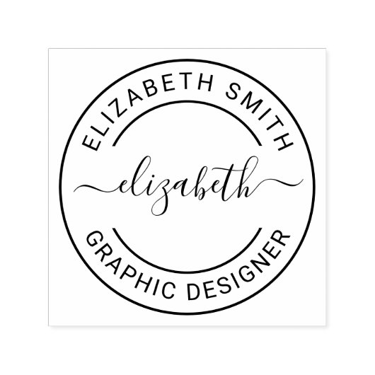 Aangepaste scriptnaam Ronde monogram Zelfinktende Stempel (Design)