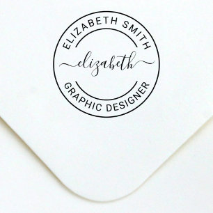 Aangepaste scriptnaam Ronde monogram Zelfinktende Stempel