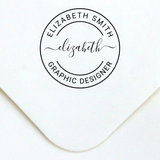 Aangepaste scriptnaam Ronde monogram Zelfinktende Stempel