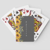 Aangepaste scriptnaam Trendy Sunflowers Yellow Pokerkaarten (Achterkant)
