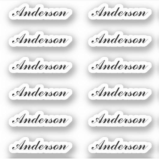 Aangepaste scriptnaamstickers één dozijn per vel sticker (Voorkant)