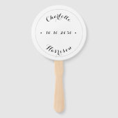 Aangepaste scriptnamen datum Foto bruiloft handsch Handwaaier (Voorkant)