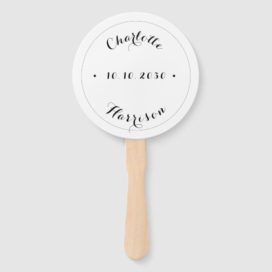 Aangepaste scriptnamen datum Foto bruiloft handsch Handwaaier (Voorkant)