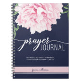 Aangepaste scripts Floral Peony Navy Journal Notitieboek (Voorkant)