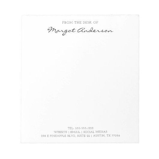 Aangepaste scripttypografie | Van het bureau van Notitieblok (Voorkant)