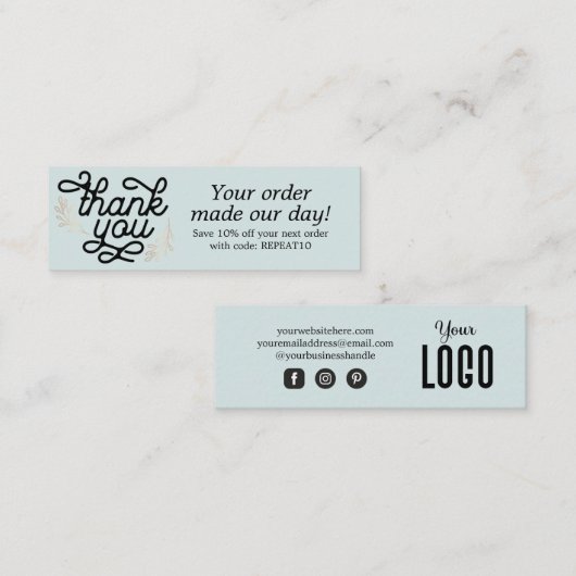 Aangepaste scriptvolgorde Hartelijk dank Mini Visitekaartje (Voorkant / Achterkant)