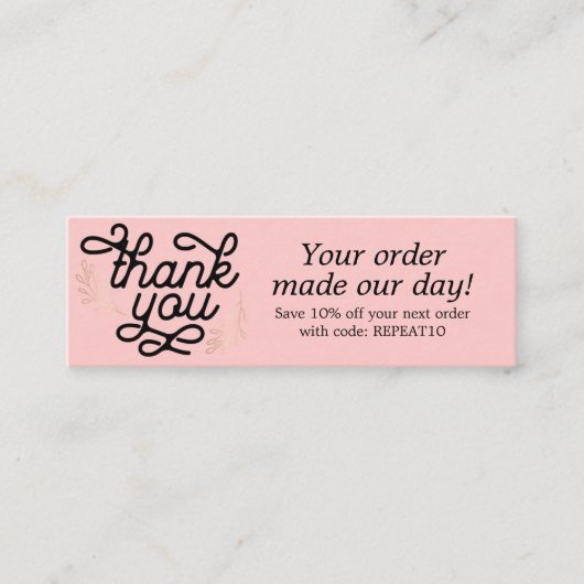 Aangepaste  scriptvolgorde Hartelijk dank Mini Visitekaartje (Voorkant)