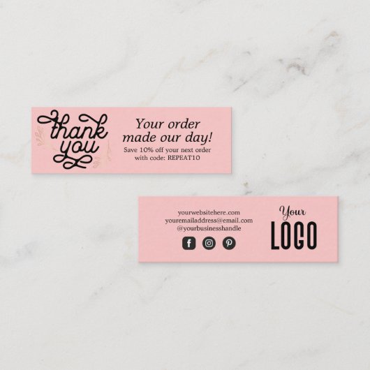 Aangepaste  scriptvolgorde Hartelijk dank Mini Visitekaartje (Voorkant / Achterkant)