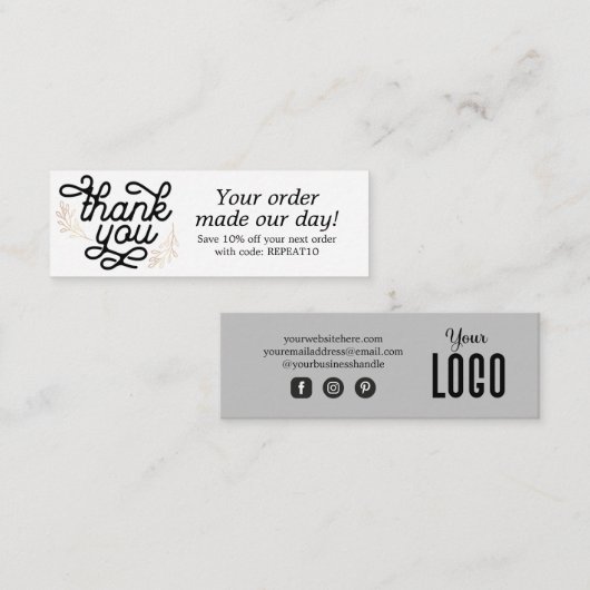 Aangepaste scriptvolgorde Hartelijk dank Mini Visitekaartje (Voorkant / Achterkant)