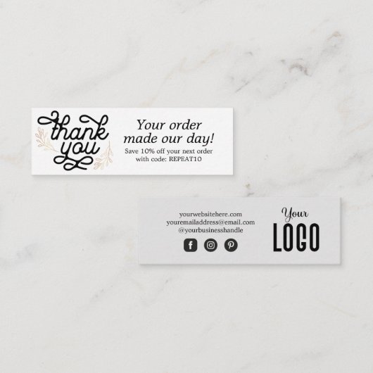 Aangepaste scriptvolgorde Hartelijk dank Mini Visitekaartje (Voorkant / Achterkant)