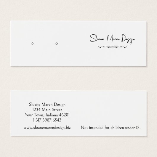 Aangepaste Scroll Mini Post Oorbel Display Kaart (Voorkant /achterkant)