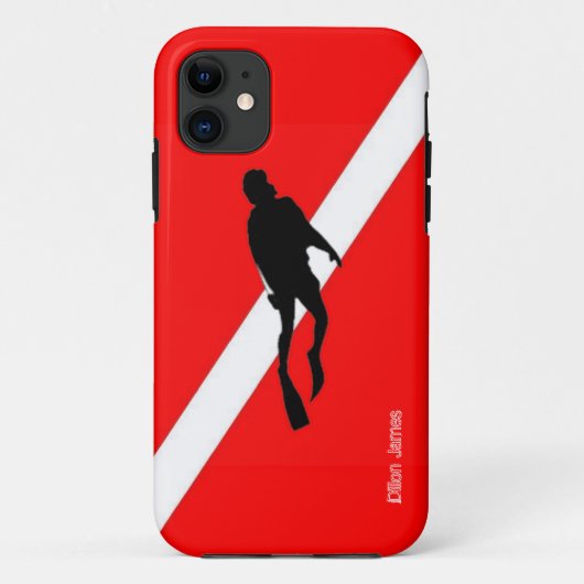 Aangepaste Scuba Diver Flag Art iPhone Case (Achterkant)