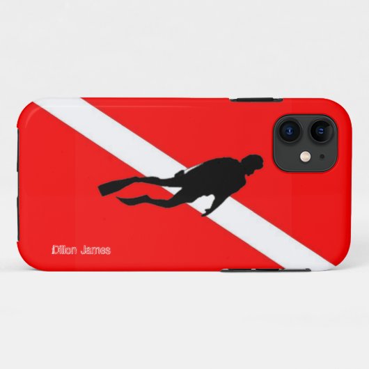 Aangepaste Scuba Diver Flag Art iPhone Case (Achterkant (horizontaal))
