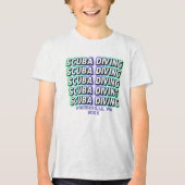 Aangepaste Scuba Diving Diver Locatie Datum Naam Tri-Blend Shirt (Voorkant)