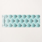 Aangepaste Seafoam Blauwe Groene Wave Circles Art  Yogamat (Voorkant (horizontaal))