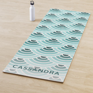 Aangepaste Seafoam Blauwe Groene Wave Circles Art  Yogamat