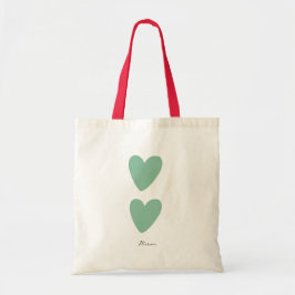 Aangepaste Seafoam Green Mint Heart Canvas tas
