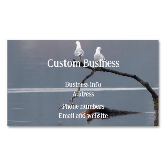 Aangepaste Seagull Birds Water Lake Wildlife Natuu Magnetisch Visitekaartje (Voorkant)
