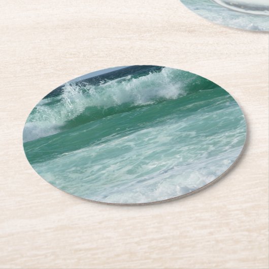 Aangepaste Seascape Zee Waves Beach Seaside Trendy Ronde Kartonnen Onderzetter (Gebogen)