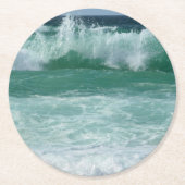 Aangepaste Seascape Zee Waves Beach Seaside Trendy Ronde Kartonnen Onderzetter (Voorkant)