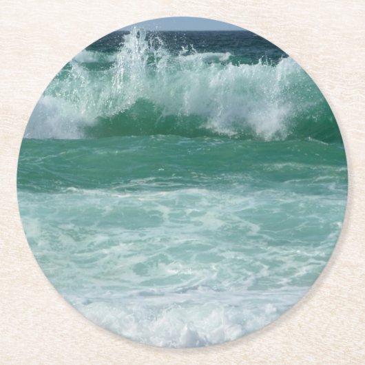 Aangepaste Seascape Zee Waves Beach Seaside Trendy Ronde Kartonnen Onderzetter (Voorkant)