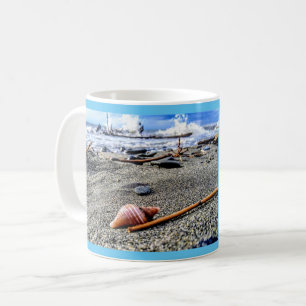 Aangepaste Seashell op het strand Koffiemok