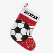 Aangepaste segmentstrips Voetbal rood Kleine Kerstsok (Voorkant (Hangend))