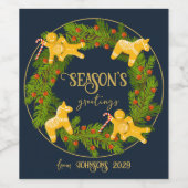 Aangepaste Seizoen Groeten Vakantie Krans Wijn Etiket (Enkel label)