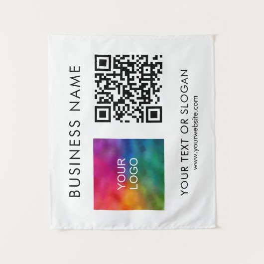 Aangepaste Seminar Party Event QR Code Logo Achter Wandkleed (Voorkant)